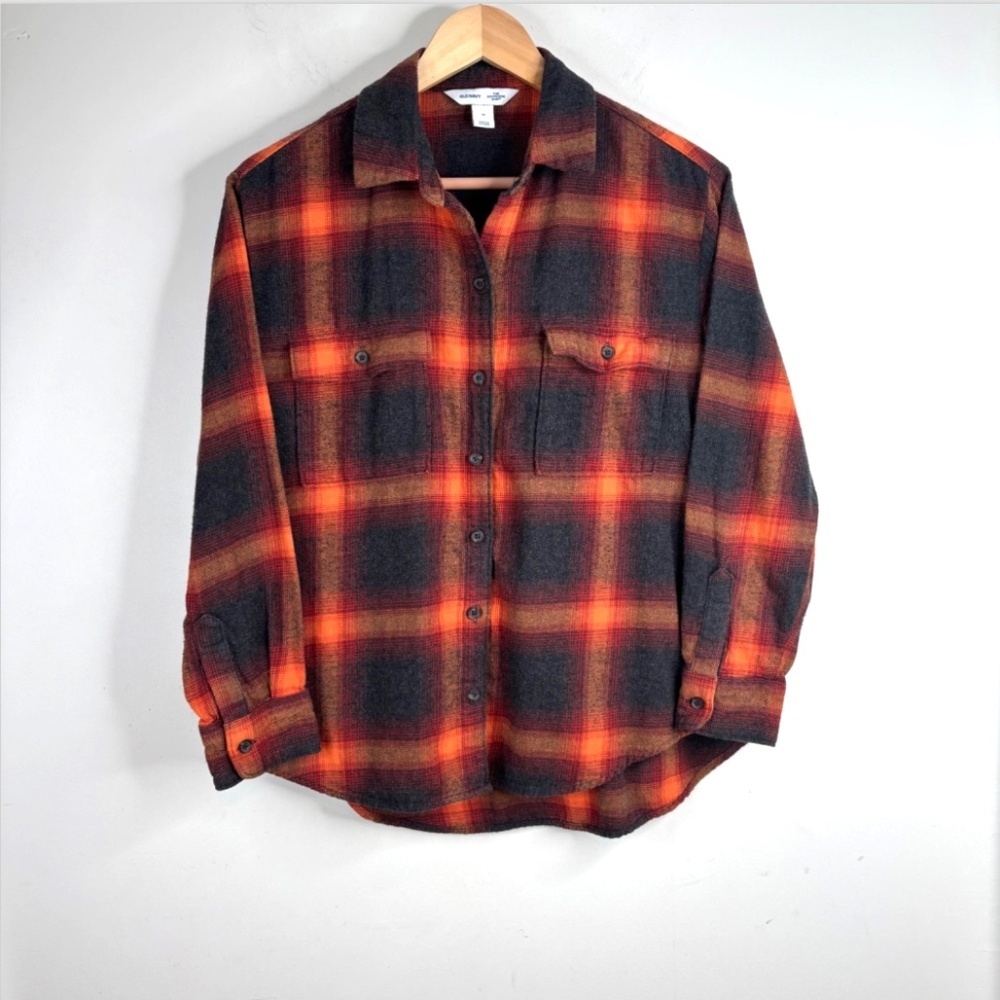 Old Navy The Boyfriend Flannel Shirt M Swiftie Evermore Grunge Fall Cozy Classic